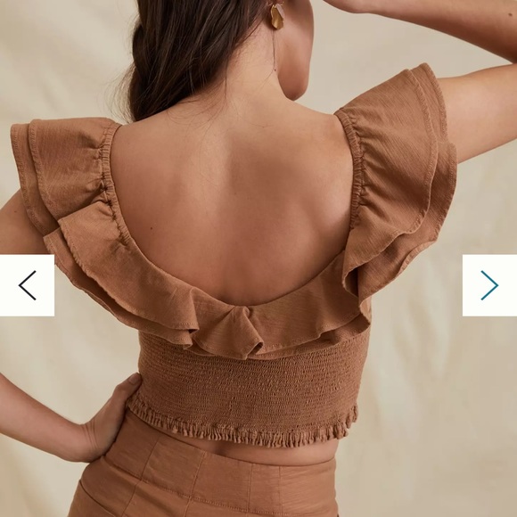 *NWT* Anthropologie Maeve Ruffled Smocked Crop Top - Picture 9 of 10